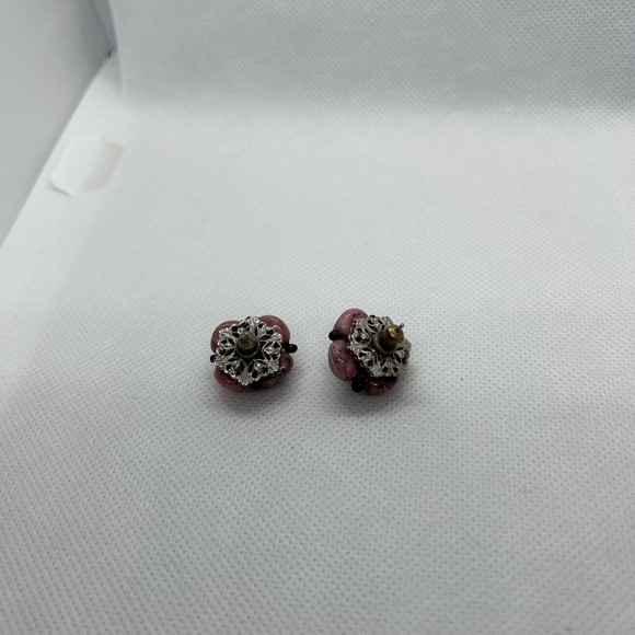 Miriam Haskell Earrings Vintage Rare Rhodonite - Picture 6 of 9